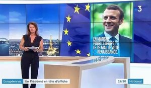 Européennes : Emmanuel Macron présenté sur une affiche de campagne