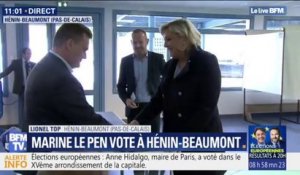 Européennes: Marine Le Pen a voté à Hénin-Beaumont