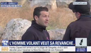 Franky Zapata est arrivé sur la plage de Sangatte, d'où il doit décoller pour traverser la Manche à bord de son Flyboard