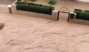 Les rues de la ville de Los Alcazares au sud-est de l'Espagne totalement inondées après de forts orages