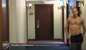 Mondiaux d’athlétisme : Les images surréalistes du champion du monde du 50 km marche, obligé de s'entraîner dans les couloirs de son hôtel pour fuir la chaleur