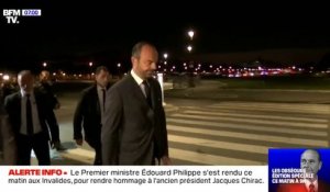 Les images d'Édouard Philippe à sa sortie des Invalides après s'être recueilli devant la dépouille de Jacques Chirac