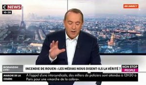 Invité de "Morandini Live", un ingénieur chimiste affirme que "certains produits très toxiques ont brûlé lors de l'incendie à Rouen" - VIDEO
