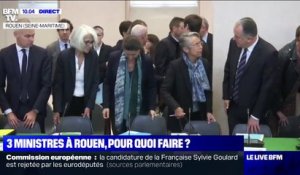 Création d'un comité de transparence à Rouen: les images de l'arrivée d'Élisabeth Borne, Agnès Buzyn et Didier Guillaume