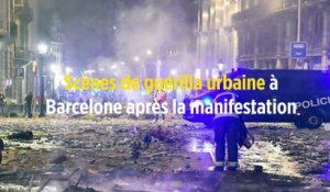 Scènes de guérilla urbaine à Barcelone après la manifestation