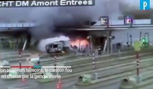 Oise : un camion fou finit sa course en feu au péage de Chamant