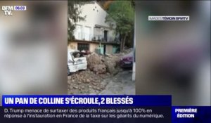 Les images d'un pan de colline qui s'est écroulé et qui a fait deux blessés dans les Alpes-de-Haute-Provence