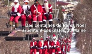 Aux Etats-Unis, des Pères Noël font du ski