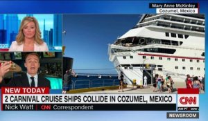 Regardez la collision spectaculaire entre deux énormes paquebots qui a fait 6 blessés au large de l’île de Cozumel au Mexique