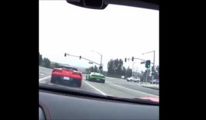 3 bolides font une course folle en pleine autoroute : Lamborghini contre Corvette