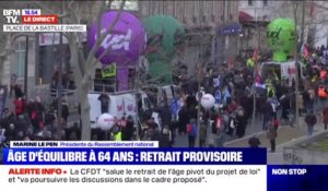 Réforme des retraites: Marine Le Pen "appelle les Français à la vigilance" concernant le retrait provisoire de l'âge pivotdf