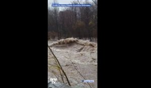 Tempête Gloria: les images du "Tech" en crue à Amélie-les-Bains-Palalda, dans les Pyrénées-Orientales
