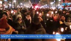 Marche aux flambeaux contre la réforme des retraites à Paris