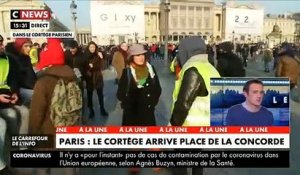 Retraites : A Paris, le cortège est arrivé place de la Concorde  - VIDEO