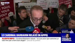 "À partir du moment où il a pris conscience des choses, il a fait ce qu'il avait à faire." L'avocat du cardinal Barbarin réagit après sa relaxe