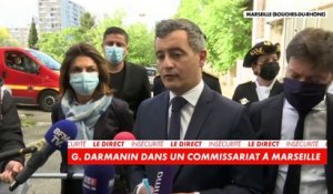 Gérald Darmanin s'exprime dans un commissariat de Marseille