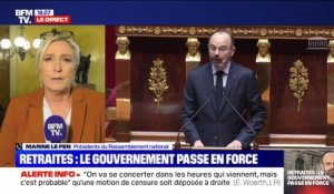 Pour Marine Le Pen, "un 49.3 le samedi soir, sachant que l'opposition à 24h pour déposer une motion de censure, c'est incorrect"
