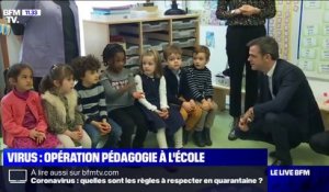 Virus: Jean-Michel Blanquer et Olivier Véran apprennent aux enfants à se laver les mains
