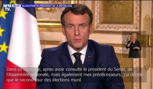 Emmanuel Macron annonce le report du second tour des élections municipales