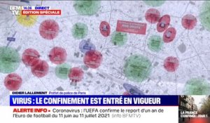 "Nous allons tourner tout au long du dispositif pour adapter les contrôles" Didier Lallement montre la carte du dispositif policier à Paris