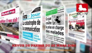 REVUE DE PRESSE CAMEROUNAISE DU 26 MARS 2020