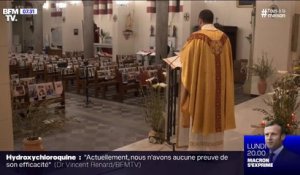 En Corse, un prêtre célèbre sa messe devant des photos de ses paroissiens