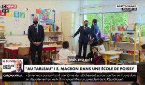 Emmanuel Macron dans une école de Poissy