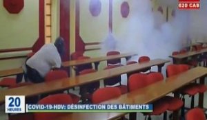 RTG / Lutte contre le covid 19 - Opération de désinfection de L’hotel de ville de Libreville
