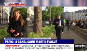 Des Parisiens se sont réunis au bord du canal Saint-Martin, sans respecter les gestes barrières, avant d'être évacués par la police