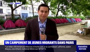 Un campement de jeunes migrants installé à Paris par des associations pour alerter l'État