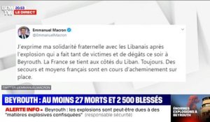 Emmanuel Macron annonce sur Twitter que "des secours et moyens français sont en cours d'acheminement" à Beyrouth