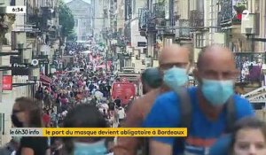 Coronavirus - Reportage à Bordeaux où le masque est désormais obligatoire dans deux rues de l'hyper-centre, la rue Saint-Catherine et  la rue de la de la Porte Dijeaux