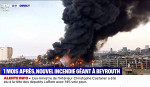 Les premières images d'un incendie en cours au port de Beyrouth, un mois après la terrible explosion