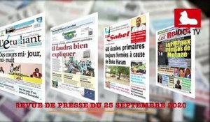 REVUE DE PRESSE CAMEROUNAISE DU 25 SEPTEMBRE 2020