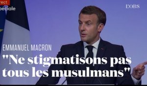 Séparatismes : Macron veut éviter "le piège de l'amalgame tendu par les polémistes et les extrêmes"