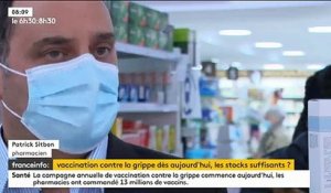 Les autorités sanitaires souhaitent "approcher les 75% de couverture" pour la vaccination contre la grippe, dont la campagne vient de débuter aujourd'hui - VIDEO