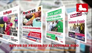 REVUE DE PRESSE CAMEROUNAISE DU 21 OCTOBRE 2020