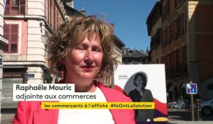 À Chambéry, le visage des commerçants s'affichent dans les rues de la ville