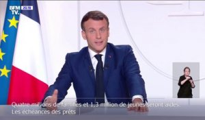 Emmanuel Macron annonce que des aides sociales seront versée à 4 millions de familles et 1,3 million de jeunes "en fin de semaine"