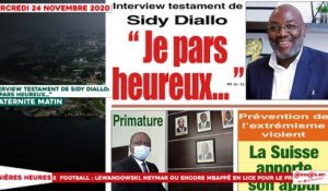 Le titrologue du Mercredi 25 novembre 2020/ Interview testament de Sidy Diallo: "je pars heureux..."