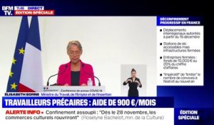 La ministre du Travail Elisabeth Borne annonce la mise en place d'une aide de 900 euros par mois pour les travailleurs précaires