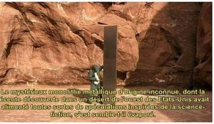 Etats-Unis - le monolithe de métal découvert dans le désert de l'Utah a disparu