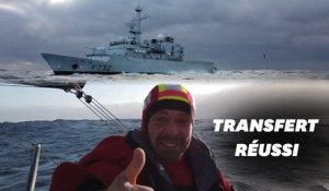Kevin Escoffier récupéré par la Marine nationale sur le Vendée Globe