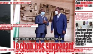 Le Titrologue du 16 Décembre 2020: Ministère de la réconciliation nationale, le choix très surprenant de Ouattara