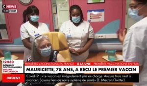 Découvrez les images de Mauricette, la femme de 78 ans qui a reçu ce matin la première dose de vaccin contre le Covid-19 en France - VIDEO