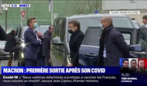 Emmanuel Macron arrive à Tours, sa première sortie officielle depuis qu'il a contracté le Covid-19