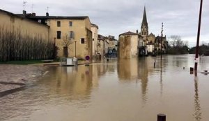 Crue de la Garonne sur les quais de Langon