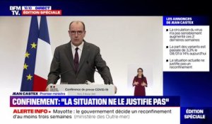 Jean Castex: "Nous avons décidé aujourd'hui d'une mesure de confinement généralisée" à Mayotte