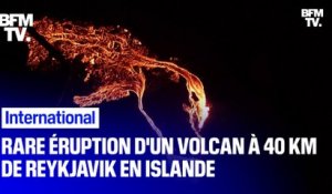 Les images très spectaculaires de l'éruption d'un volcan à 40 km de Reykjavik en Islande