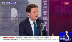 Clément Beaune, secrétaire d'État aux Affaires européennes: "Nous n'avons pas encore reçu de doses des sites britanniques d'AstraZeneca"